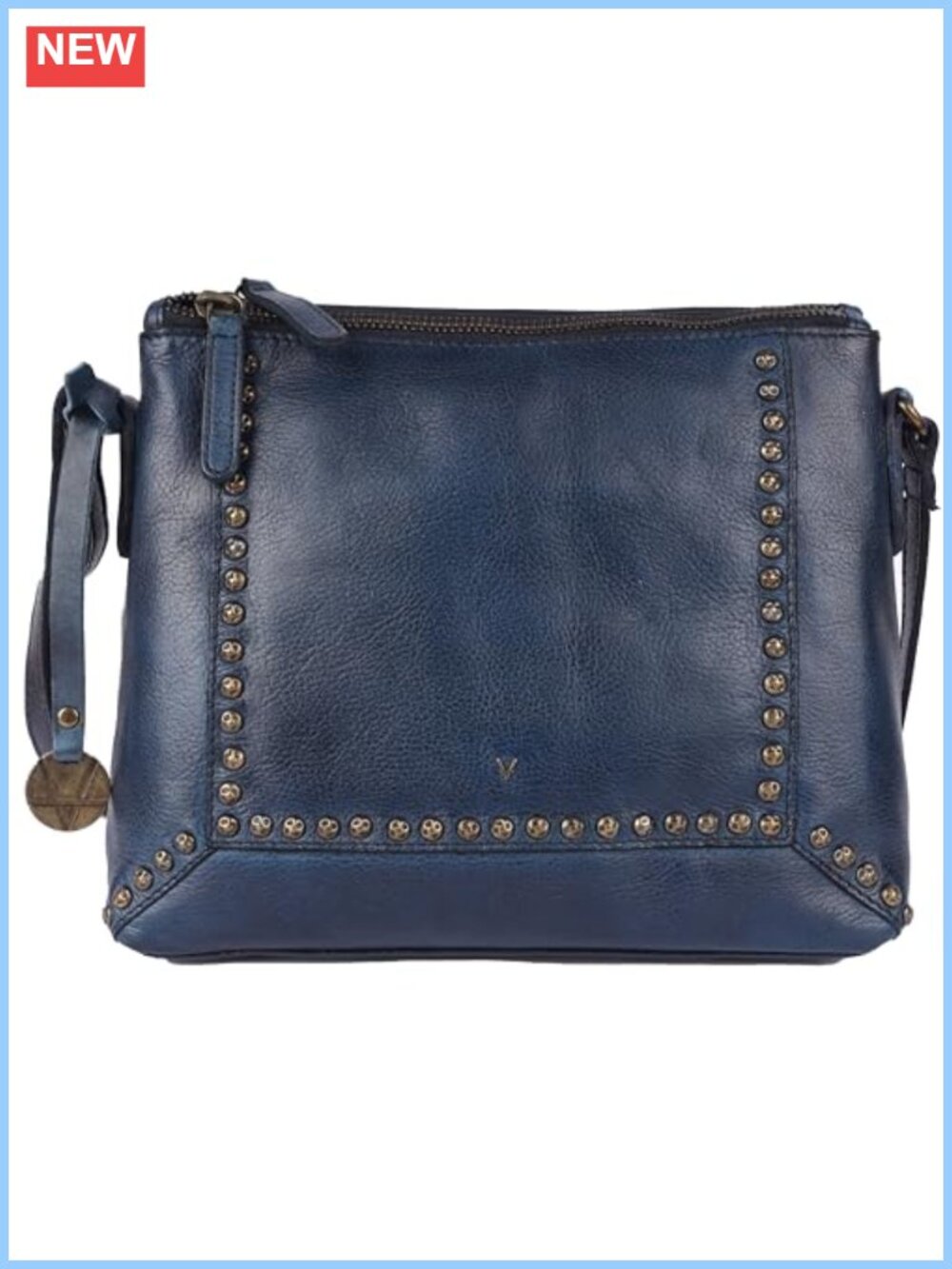 Genuine Italian Leather Boho Studded Crossbody Sling Bag